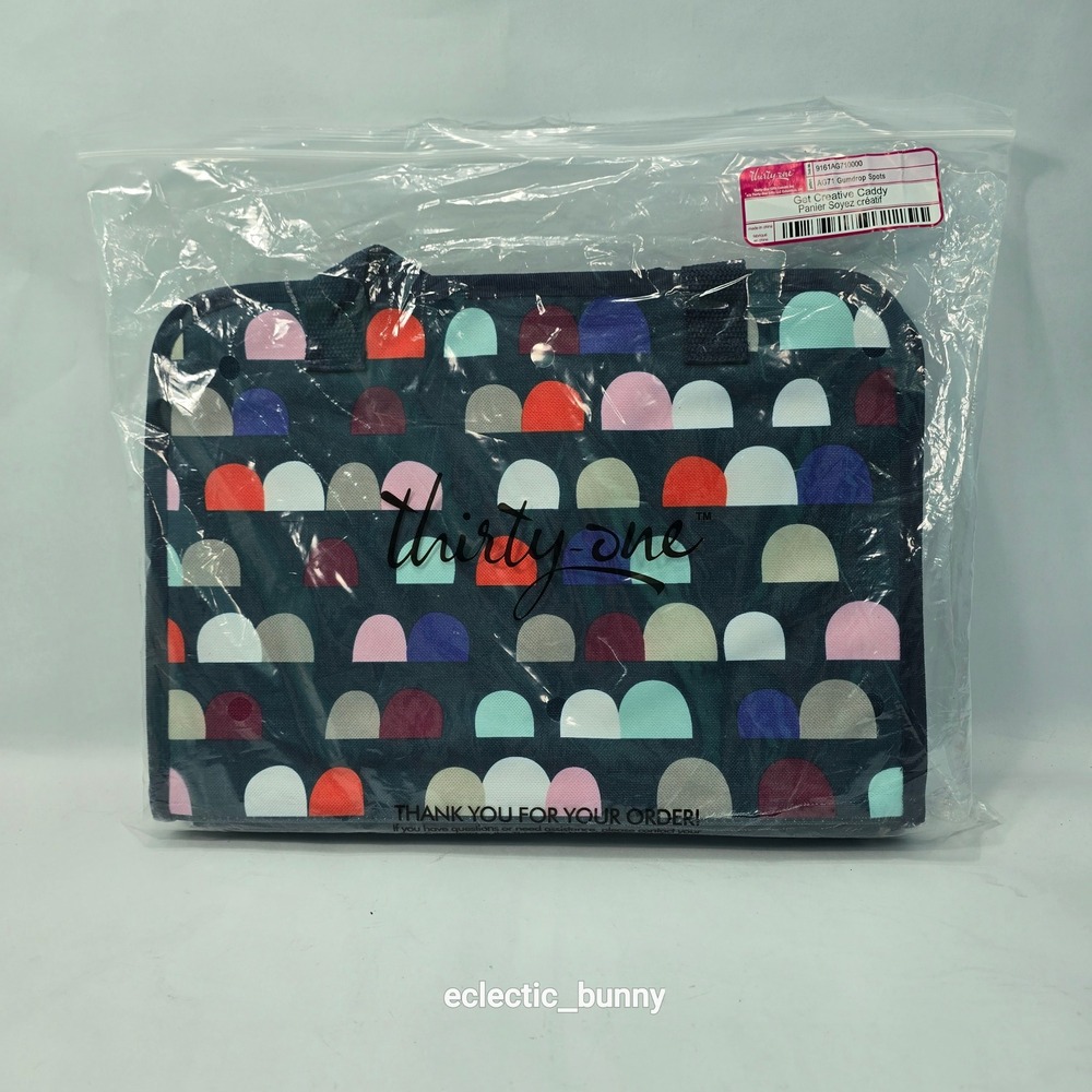 Thirty-One Get Creative Caddy Gumdrop Spots Navy Blue Craft Organizer 9161AG71